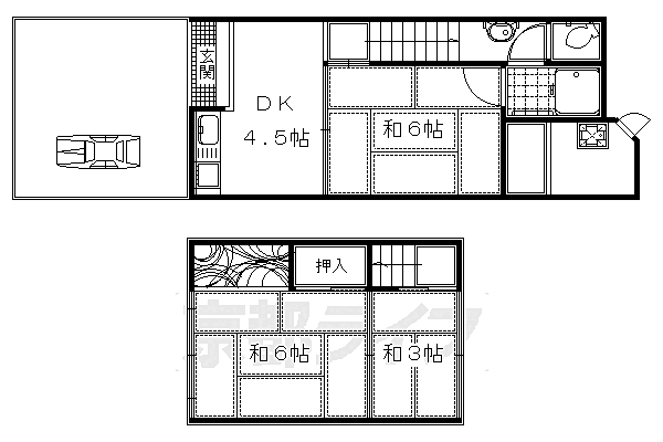 小西氏貸家 東4｜京都府長岡京市友岡西山(賃貸テラスハウス3DK・--・51.84㎡)の写真 その2