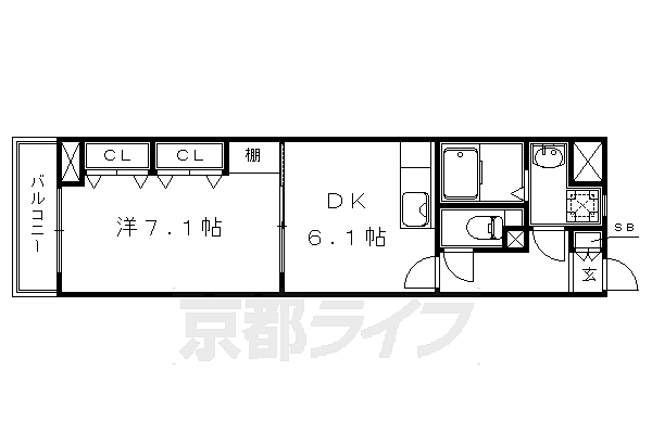 ウエストリュエル 202｜京都府長岡京市天神4丁目(賃貸マンション1DK・3階・33.15㎡)の写真 その2