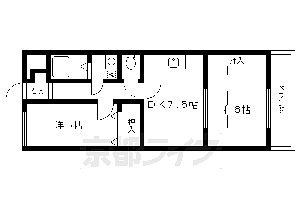 第一ファラオ 110｜京都府向日市寺戸町西田中瀬(賃貸マンション2DK・1階・48.30㎡)の写真 その2