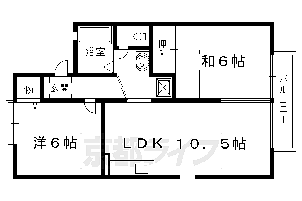 ヴィラ・ブロンシェ 201｜京都府京都市伏見区久我森の宮町(賃貸アパート2LDK・2階・47.16㎡)の写真 その2