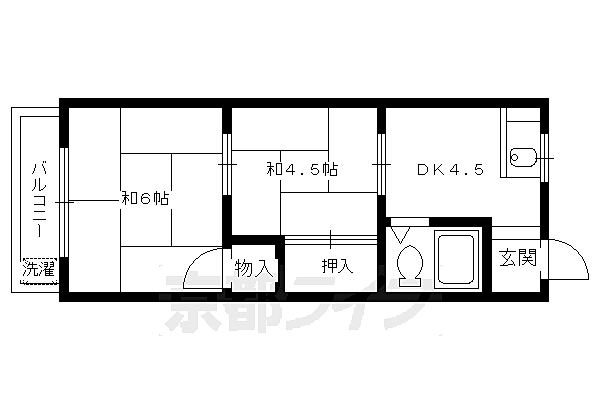 コーポラス中村 308｜京都府向日市寺戸町飛竜(賃貸マンション2DK・3階・30.92㎡)の写真 その2