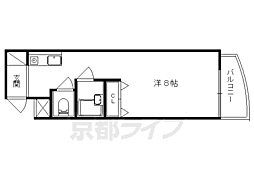 京都地下鉄東西線 石田駅 徒歩8分の賃貸マンション 4階1Kの間取り