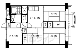 近鉄京都線 向島駅 徒歩4分の賃貸マンション 2階4DKの間取り