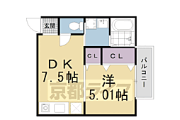 京阪本線 淀駅 徒歩2分の賃貸アパート 2階1DKの間取り