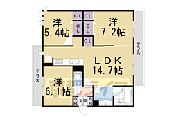くおん嵯峨西棟 3LDKの間取図画像
