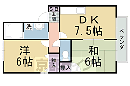 エバー・グリーン藤 2DKの間取図画像