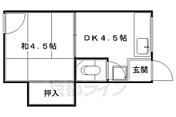 岡田アパート ワンルームの間取図画像