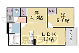 Plume葛野三条 2LDKの間取図画像