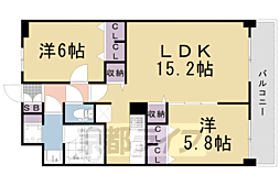 グローリードミール天神 2LDKの間取図画像