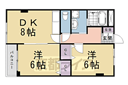コーポラス伏見 2LDKの間取図画像