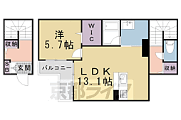 京都市上京区大宮町アパート 1LDKの間取図画像