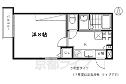 アークリード三十三間堂 1Kの間取図画像