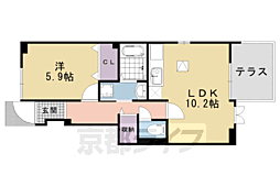 花のワルツ嵯峨 1LDKの間取図画像