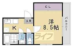 グレース五条 1Kの間取図画像