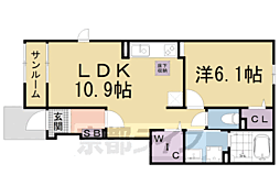 Villaやす 1LDKの間取図画像