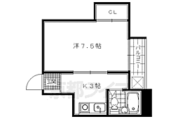 アーバン出町 1Kの間取図画像