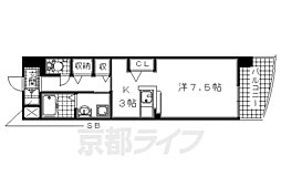 エグゼヴィラウェスト ワンルームの間取図画像