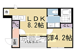 ヴィラ.アンジュ 1LDKの間取図画像