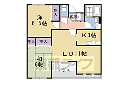 ヘーベルヒルズ・西向日 2LDKの間取図画像