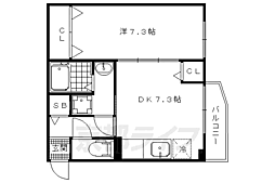 アロッジオ紫野 1DKの間取図画像