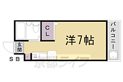 フラッツ太秦 1Kの間取図画像