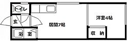 広和第三ハイツ 1DKの間取図画像