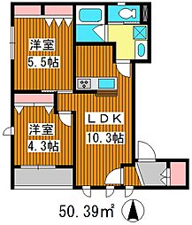 Quokka赤羽・志茂 2LDKの間取図画像