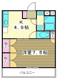 サングレース 1DKの間取図画像