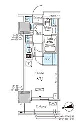 パークアクシス赤塚 ワンルームの間取図画像