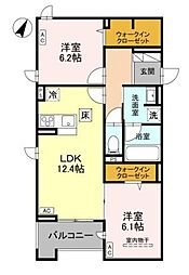 ラ・グリシーヌ・レーブ 2LDKの間取図画像