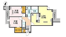 ラ・グリシーヌ・レーブ 2LDKの間取図画像