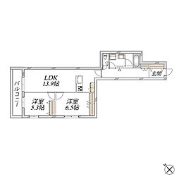 板橋区赤塚新町1丁目マンション 2LDKの間取図画像
