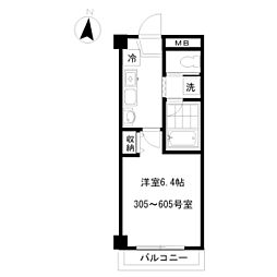 カパーラ鶴見 1Kの間取図画像