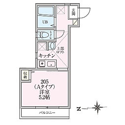 カレジ・クレイン 1Kの間取図画像