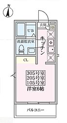 バーンフリート横浜七番館 ワンルームの間取図画像