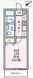 クレセント杉田 1Kの間取図画像