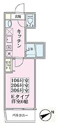 グリーンリーフ鴨居 1Kの間取図画像