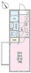 ウエストヴァリー菊名 1Kの間取図画像