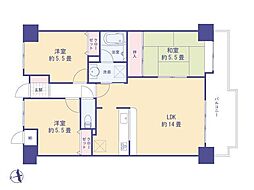 ダイアパレス昭島2 3LDKの間取図画像