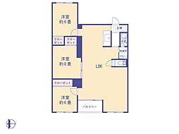 府中コーポラス 3LDKの間取図画像