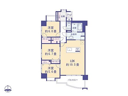 こちらの間取り図で、お部屋の配置や動線をイメージしていただけます。お部屋ごとの広さやレイアウトを参考に、生活のシーンを思い描いてみてください。