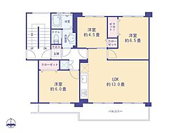 西けやき台団地8号棟 3LDKの間取図画像