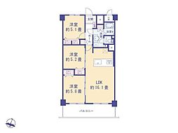 八王子サニーハイツ 3LDKの間取図画像