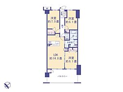 ソルグランデメイツ多摩境オレンジコート 3LDKの間取図画像