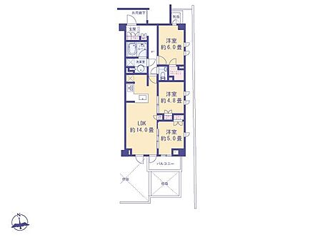 こちらの間取り図で、お部屋の配置や動線をイメージしていただけます。お部屋ごとの広さやレイアウトを参考に、生活のシーンを思い描いてみてください。