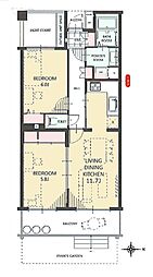 東村山北パーク・ホームズ 2LDKの間取図画像