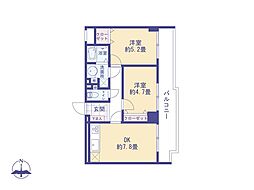 河辺ホームズセンチュリー21 2DKの間取図画像