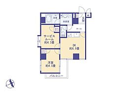 ドメイン国分寺 2DKの間取図画像