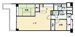 河辺ビューパレー多摩川 2LDKの間取図画像