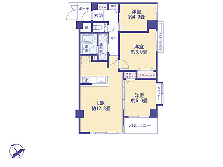 こちらの間取り図で、お部屋の配置や動線をイメージしていただけます。お部屋ごとの広さやレイアウトを参考に、生活のシーンを思い描いてみてください。